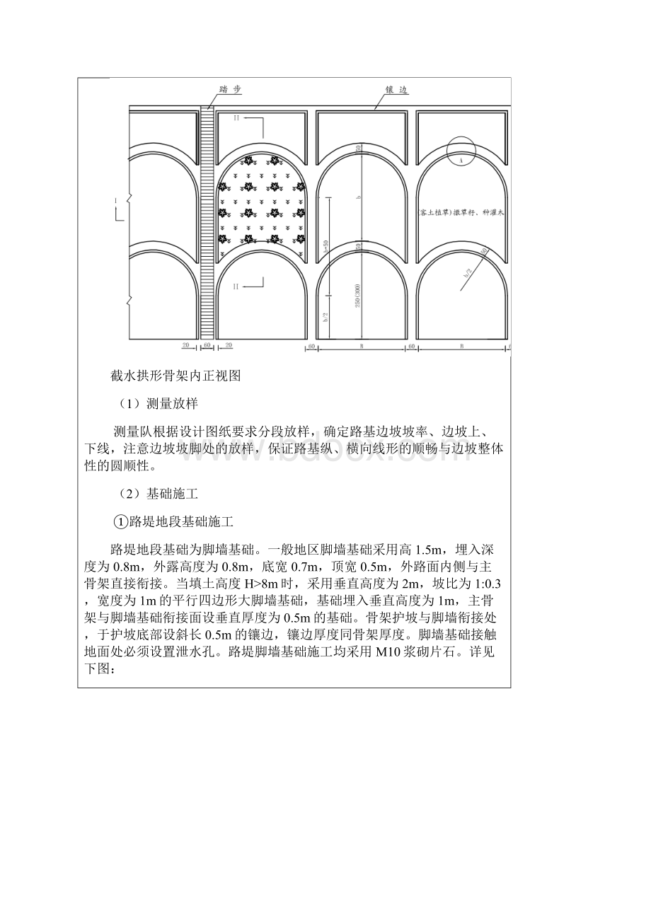 浆砌片石拱形骨架施工技术交底Word下载.docx_第3页