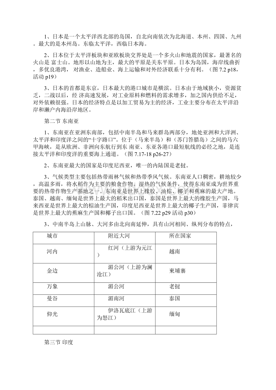 人教版七年级下册地理知识点总结梳理doc.docx_第2页