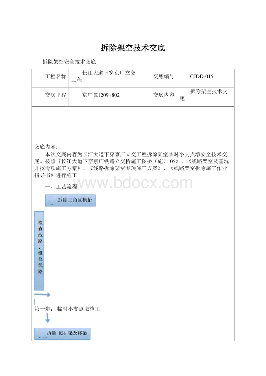 拆除架空技术交底文档格式.docx