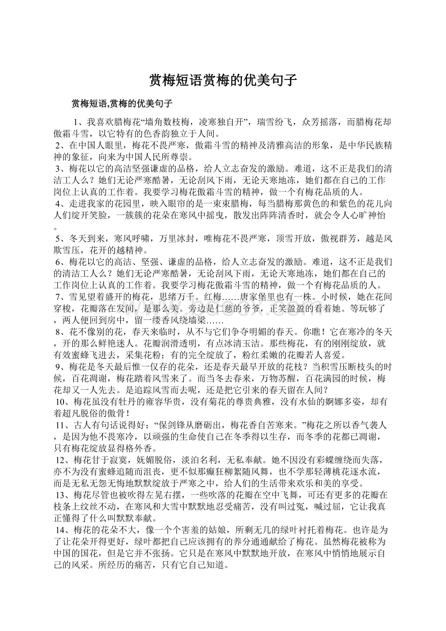 赏梅短语赏梅的优美句子Word文件下载.docx