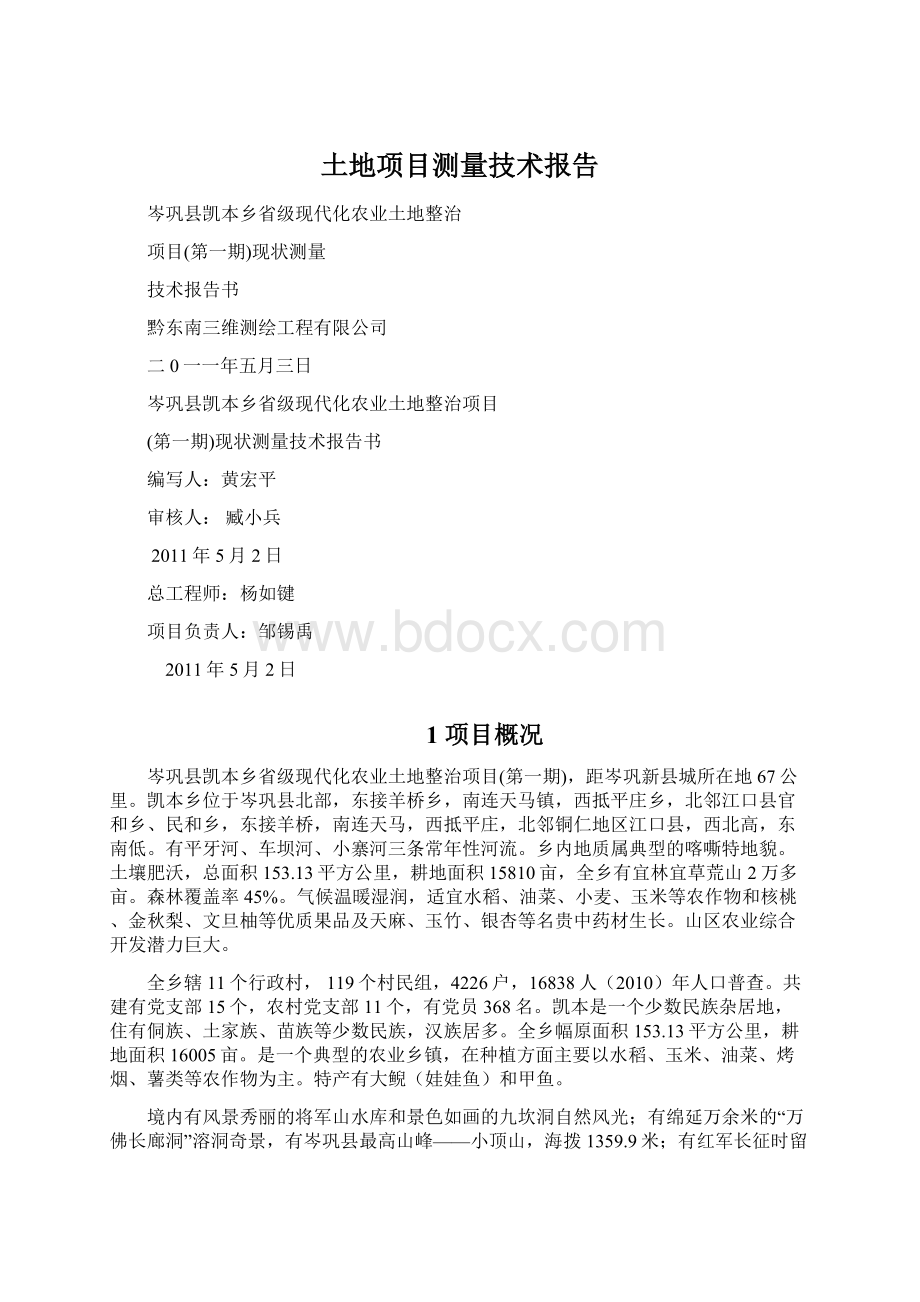 土地项目测量技术报告Word文件下载.docx_第1页