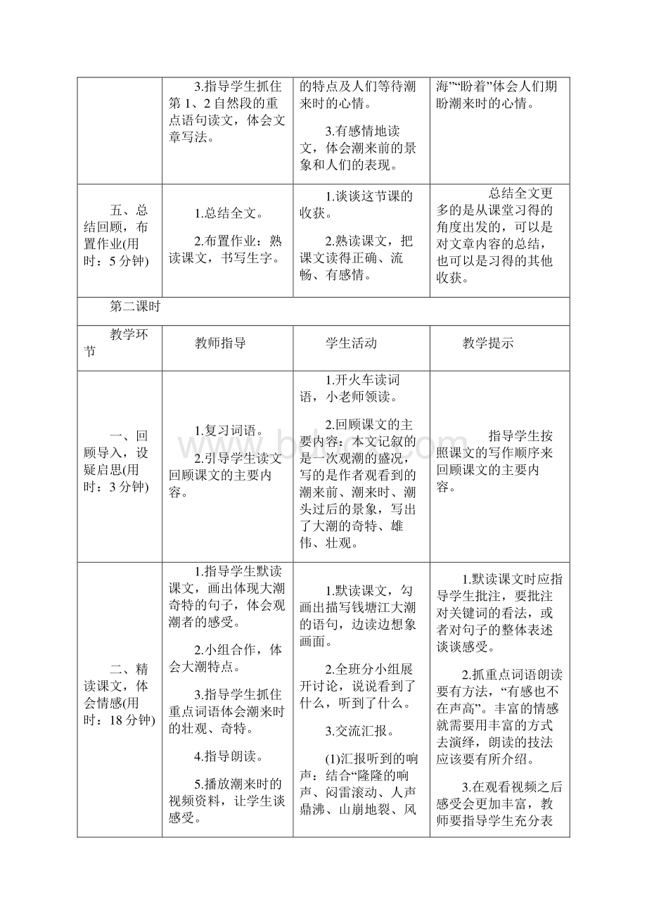 最新部编版小学语文四年级上册优质表格式教案全册Word文档下载推荐.docx_第3页