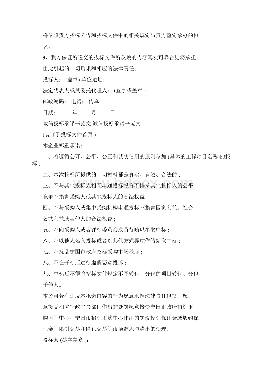 投标人承诺书范本.docx_第3页