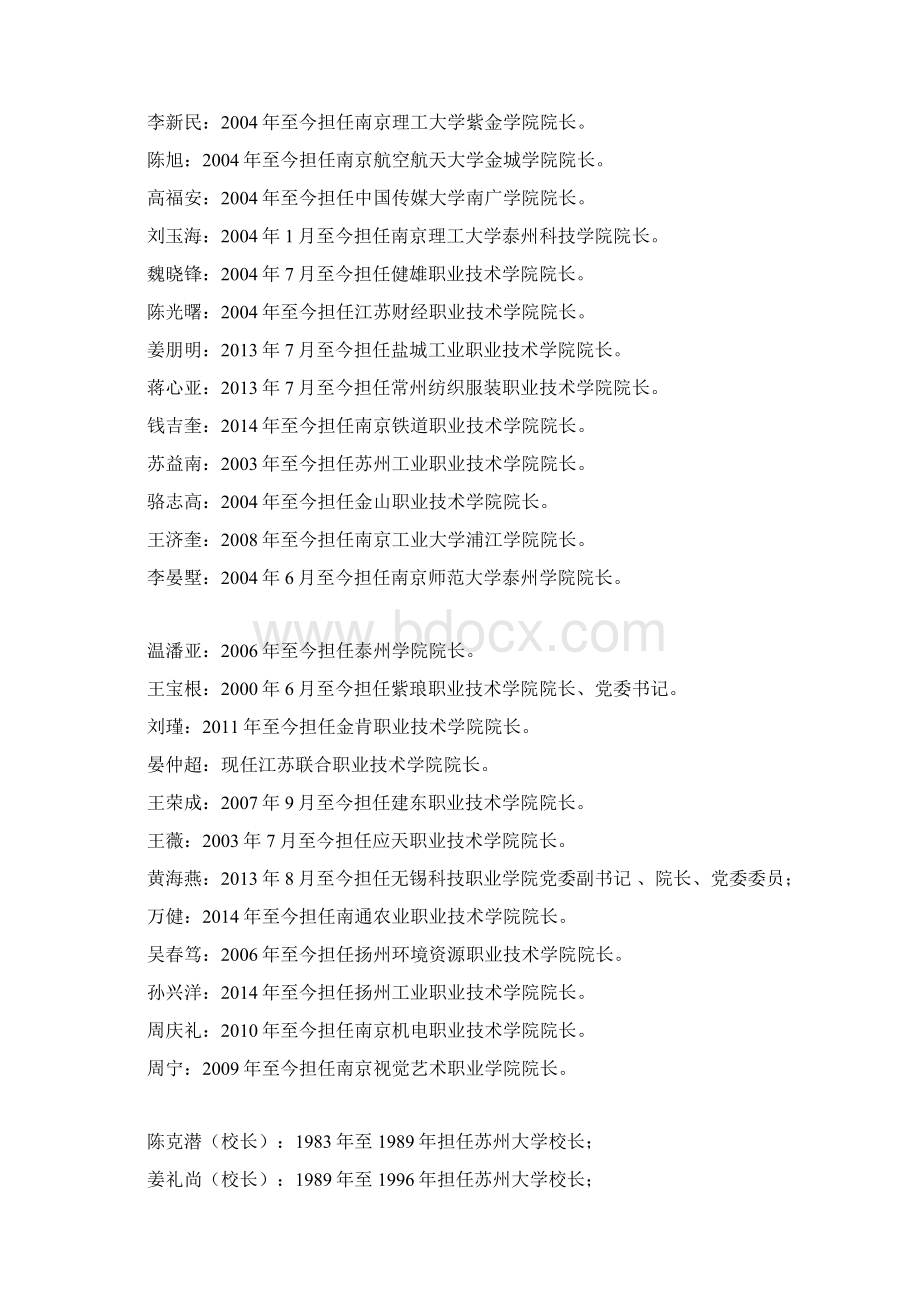 江苏省高等院校历任校院长及任期时限Word文档格式.docx_第2页