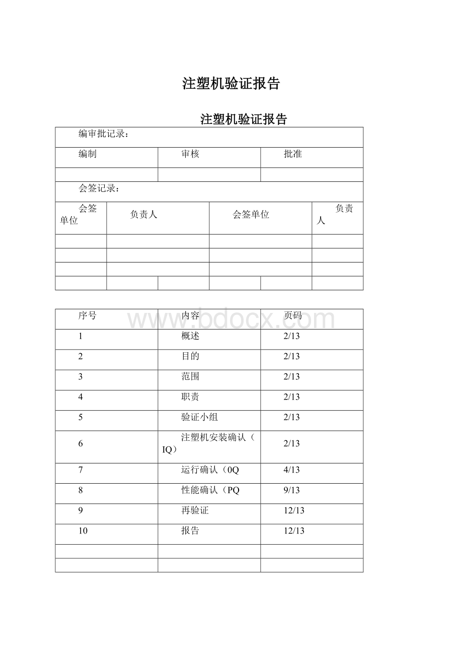 注塑机验证报告Word文档下载推荐.docx