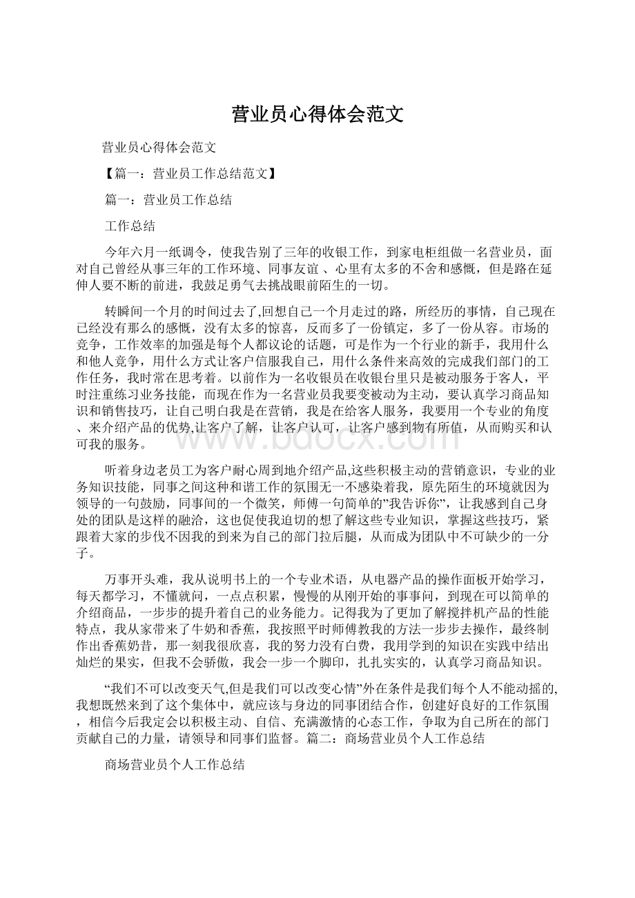 营业员心得体会范文.docx_第1页