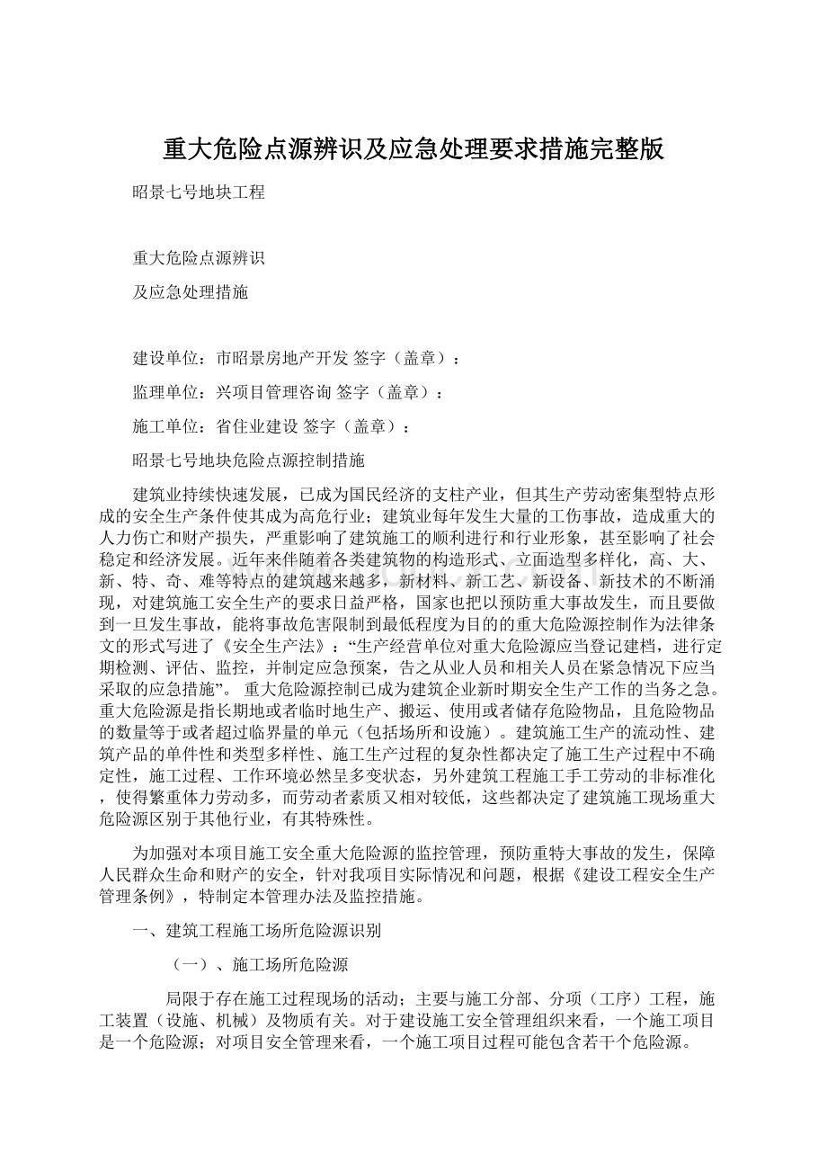 重大危险点源辨识及应急处理要求措施完整版.docx_第1页