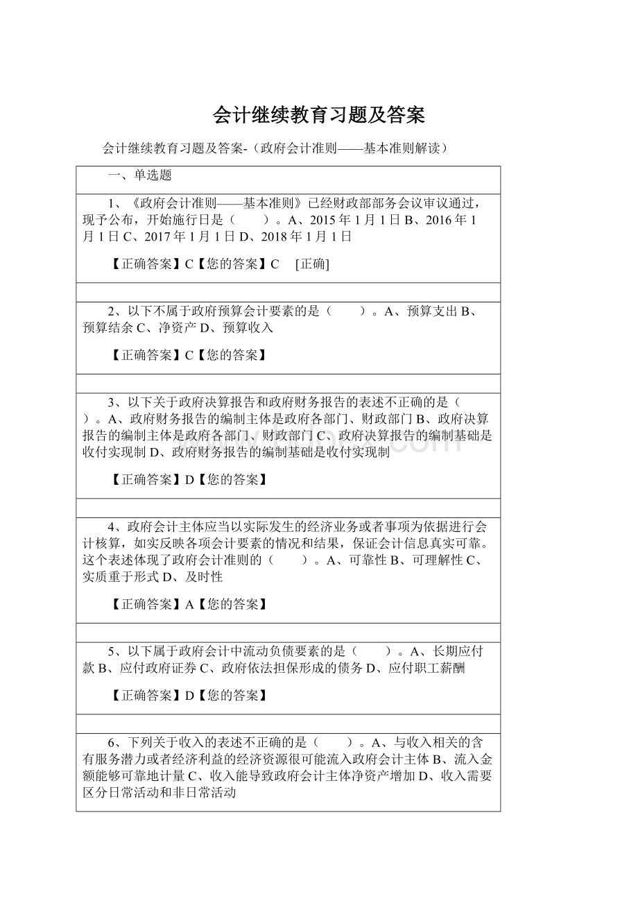 会计继续教育习题及答案Word文件下载.docx