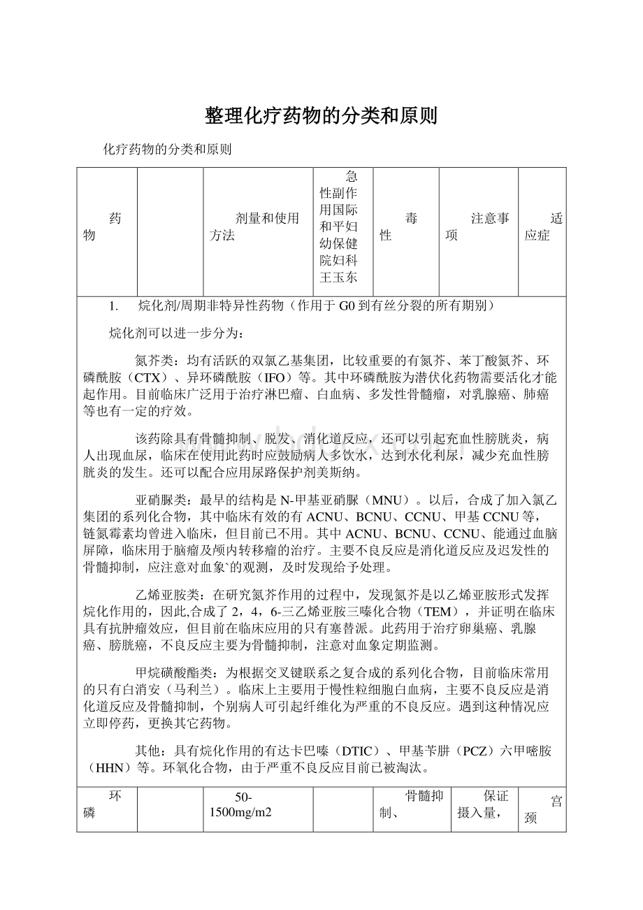 整理化疗药物的分类和原则.docx_第1页