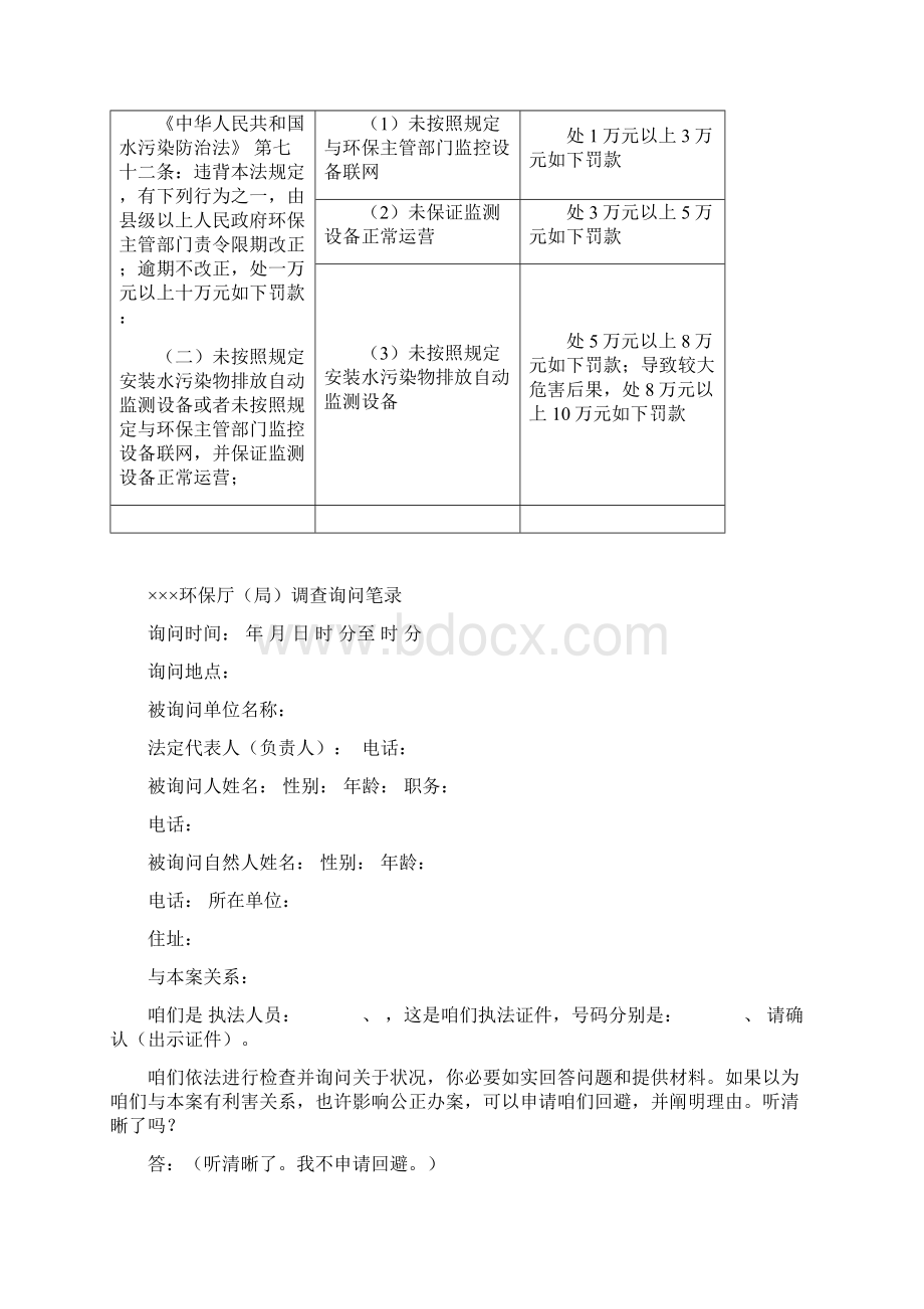 未按标准规定安装水污染物排放自动监测设备或未按标准规定与环保主管部门的监控设备联网并保证监测设备正常Word文件下载.docx_第2页