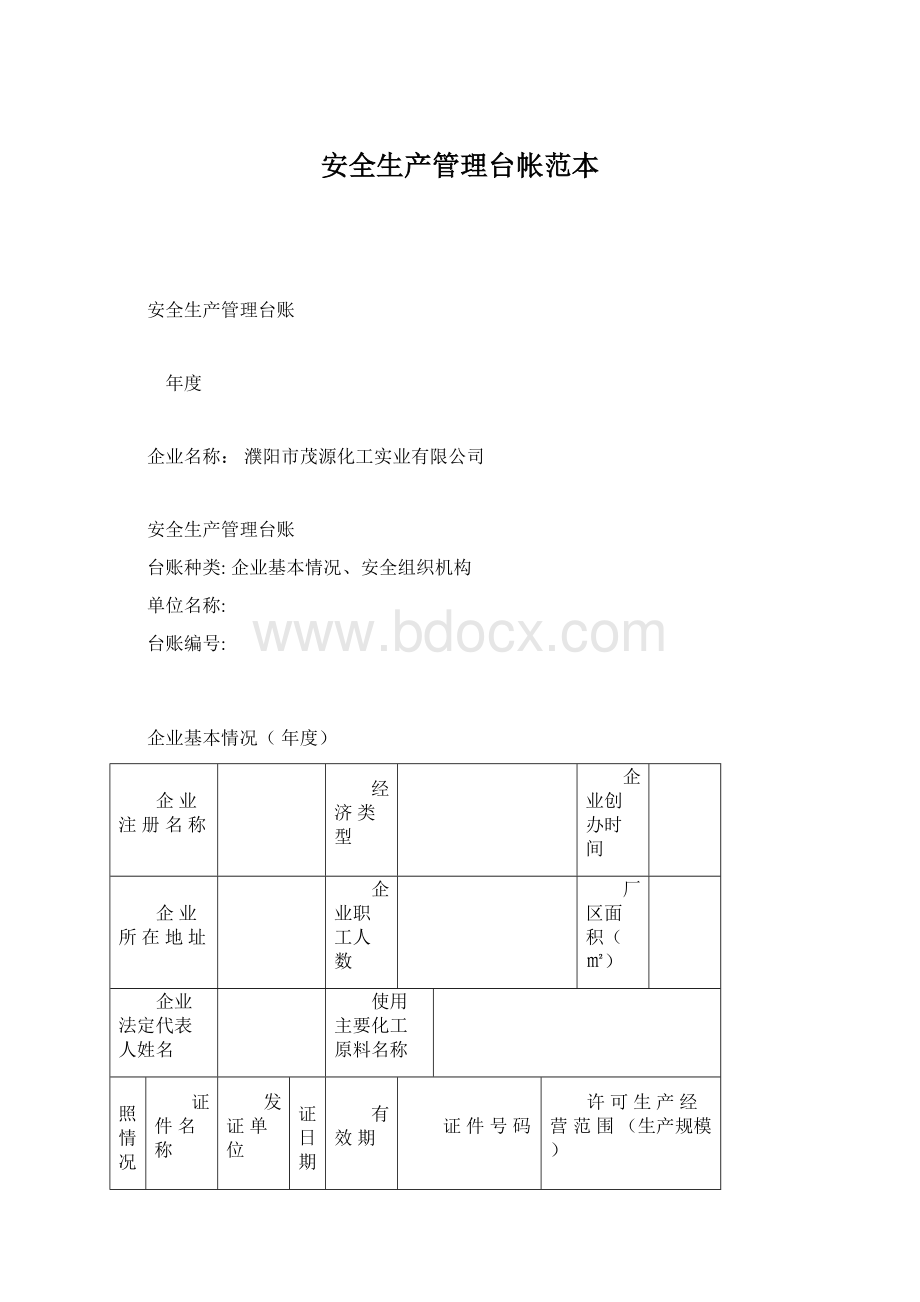 安全生产管理台帐范本Word文档格式.docx