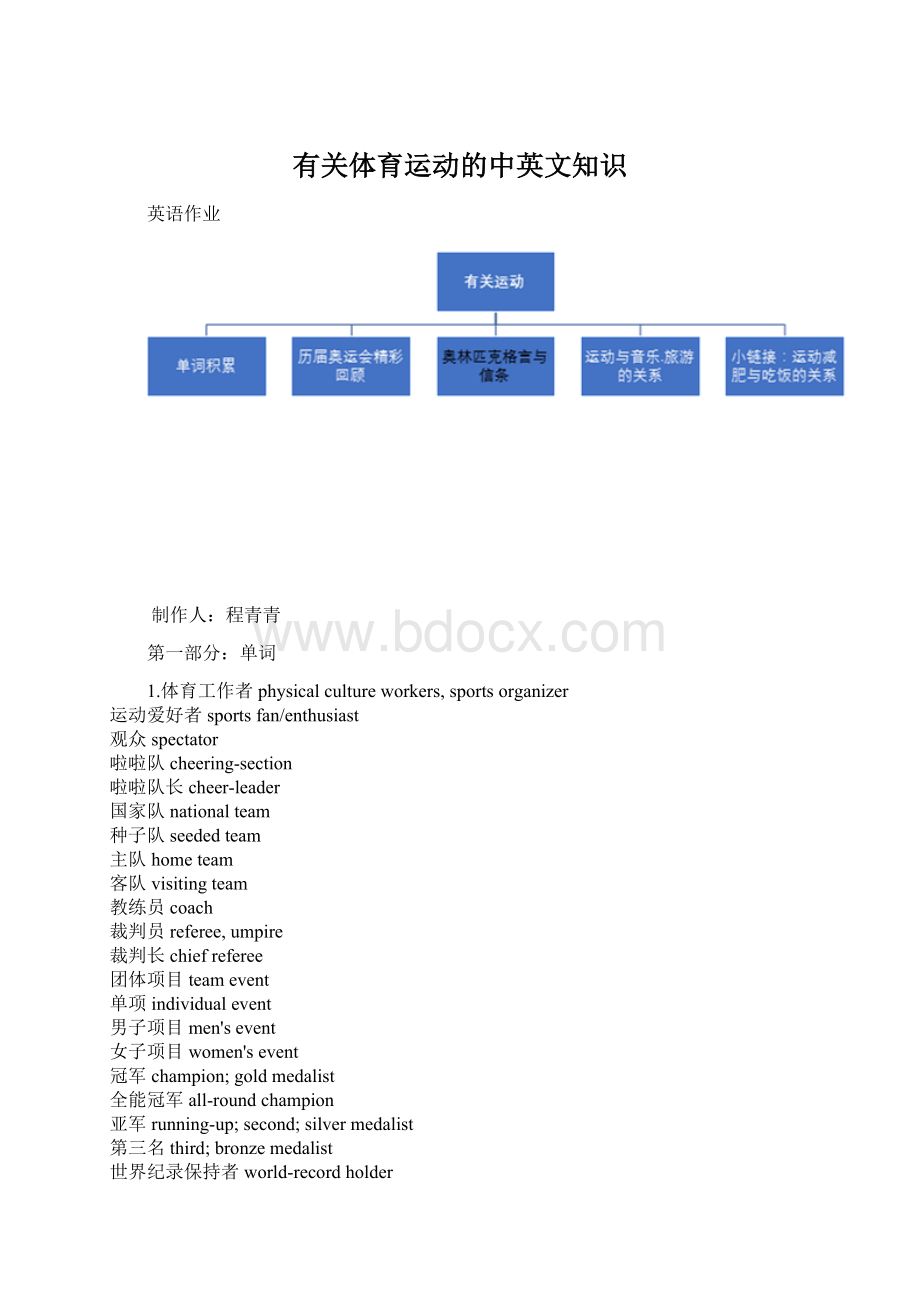 有关体育运动的中英文知识Word文件下载.docx_第1页