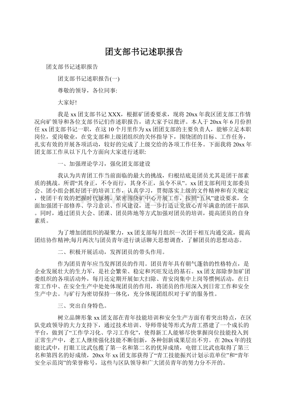 团支部书记述职报告文档格式.docx