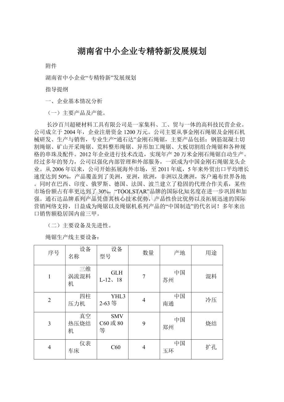 湖南省中小企业专精特新发展规划Word格式.docx