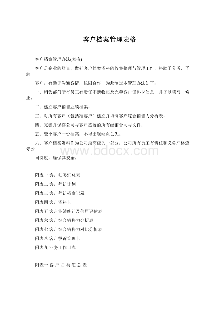 客户档案管理表格Word下载.docx_第1页