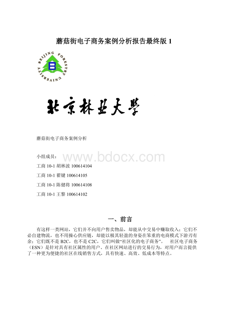 蘑菇街电子商务案例分析报告最终版1.docx_第1页