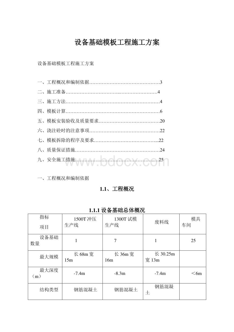 设备基础模板工程施工方案Word文档下载推荐.docx