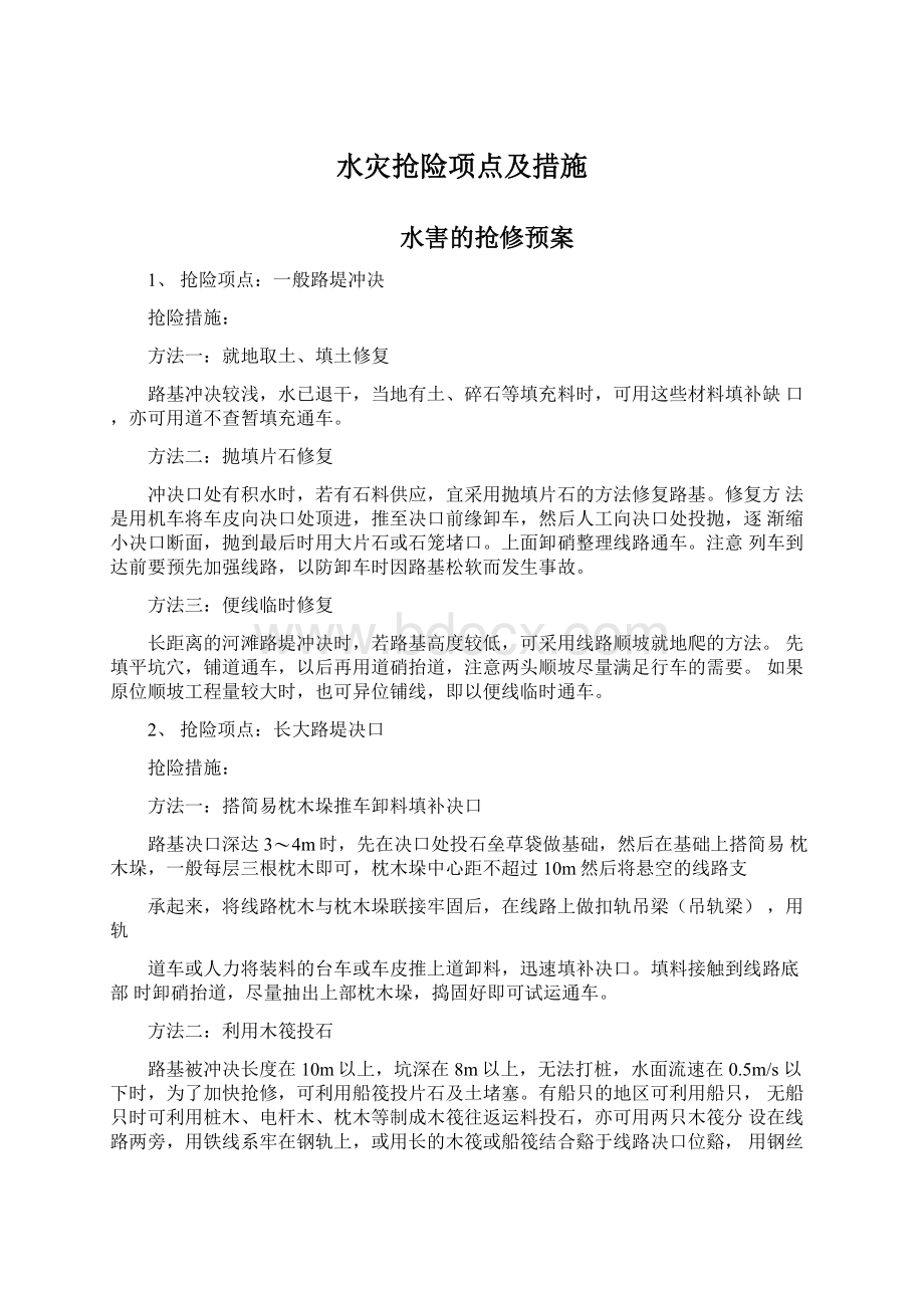 水灾抢险项点及措施Word格式文档下载.docx_第1页