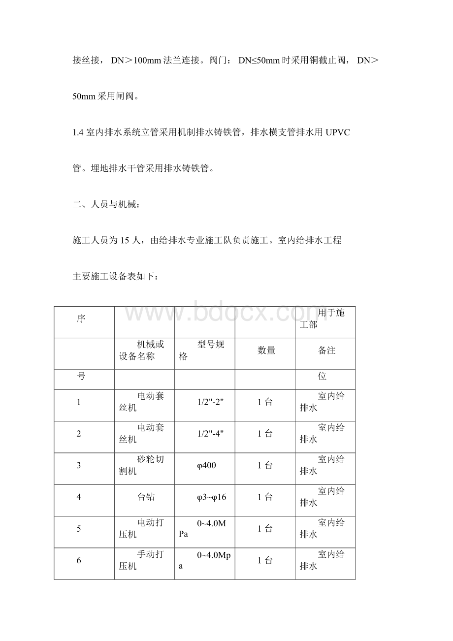 室内给排水施工规划方案范例doc.docx_第2页