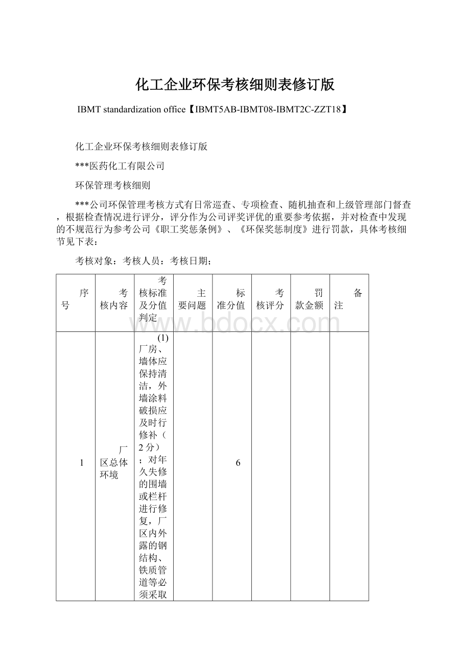 化工企业环保考核细则表修订版.docx_第1页