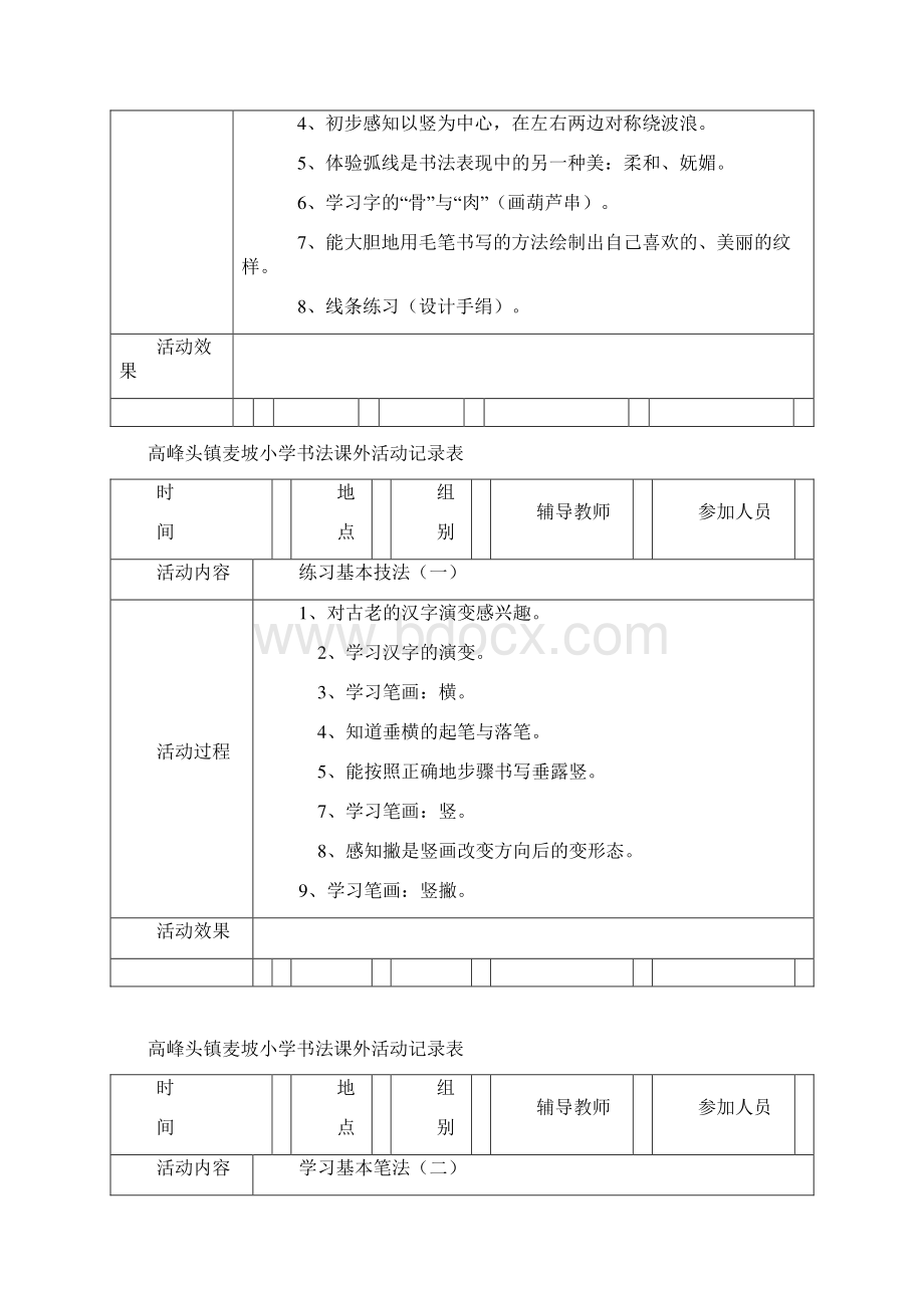 小学书法课外活动记录表.docx_第2页