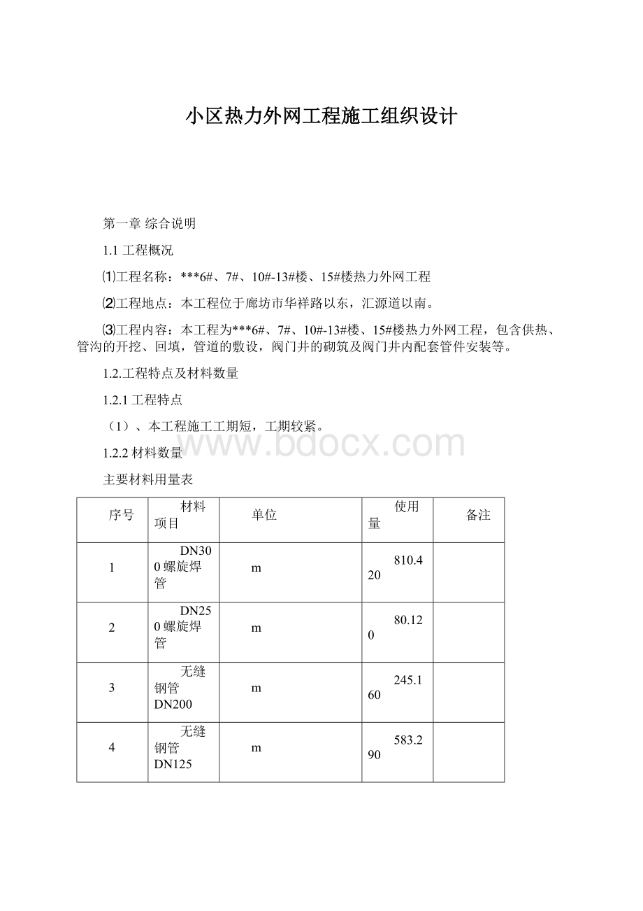 小区热力外网工程施工组织设计Word文档下载推荐.docx