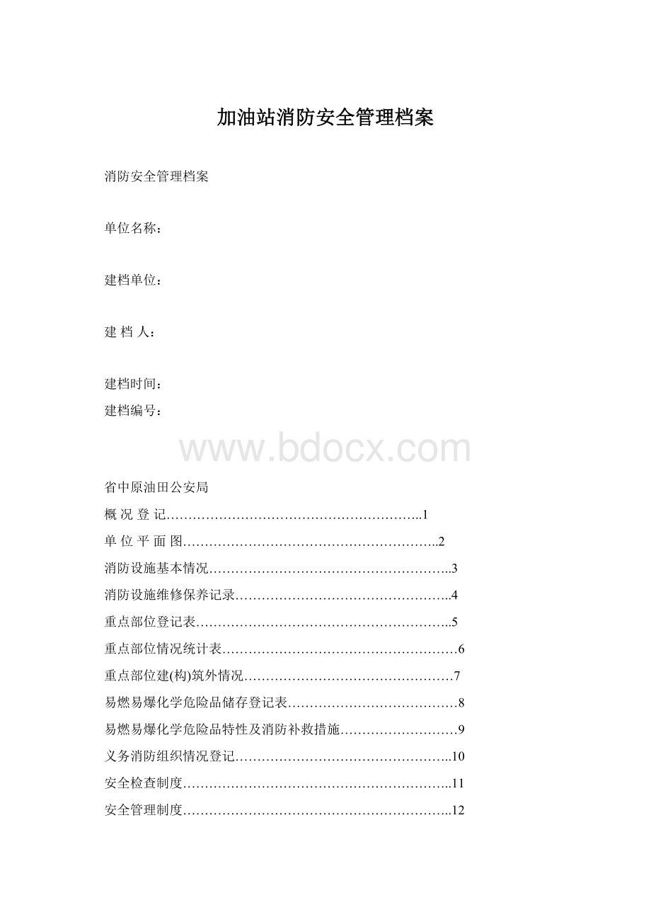 加油站消防安全管理档案Word文档格式.docx_第1页