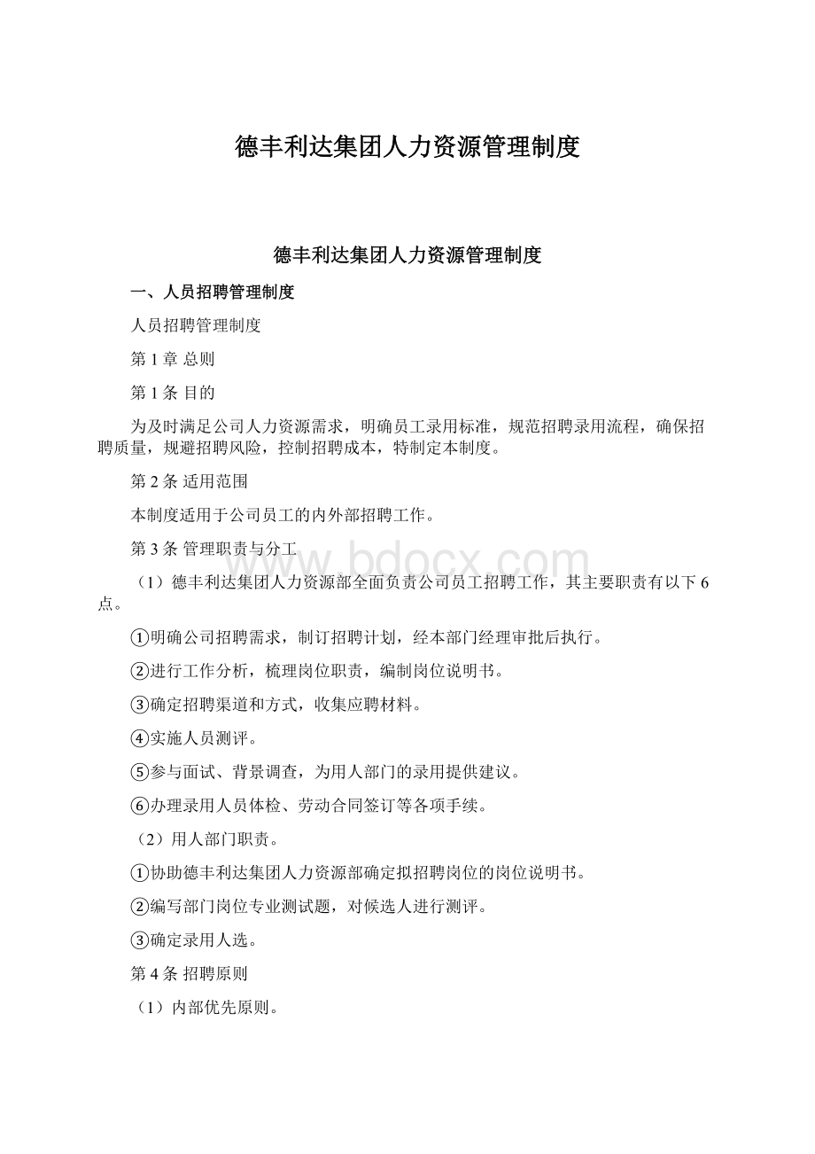 德丰利达集团人力资源管理制度.docx_第1页