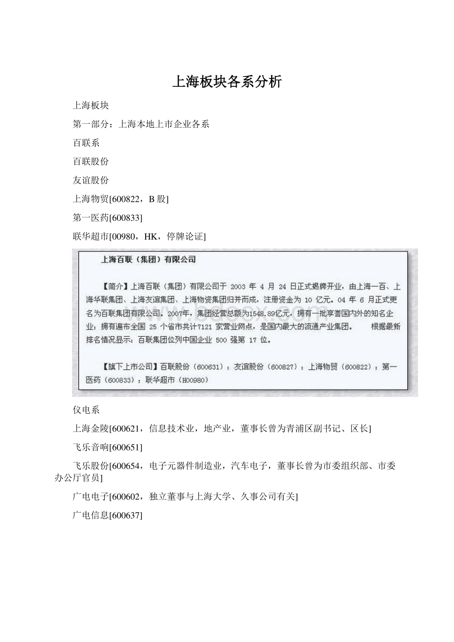 上海板块各系分析Word格式文档下载.docx
