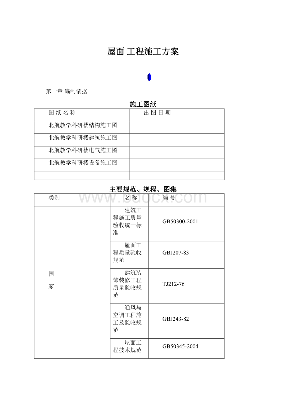 屋面 工程施工方案Word文件下载.docx