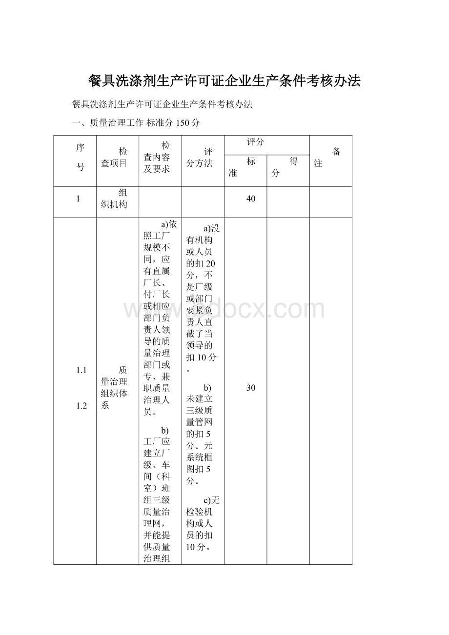 餐具洗涤剂生产许可证企业生产条件考核办法文档格式.docx