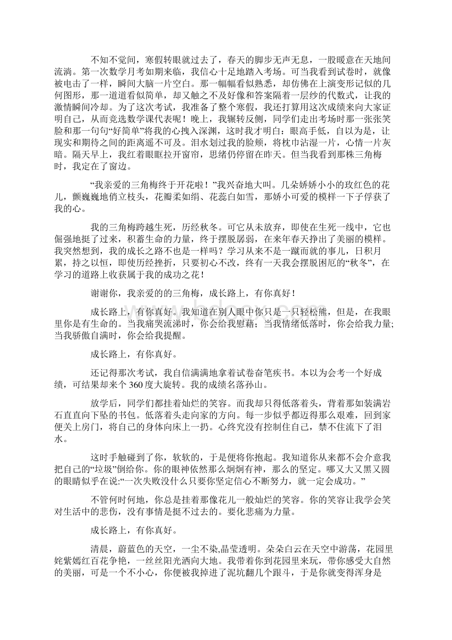 热门成长路上有你真好初三作文.docx_第3页