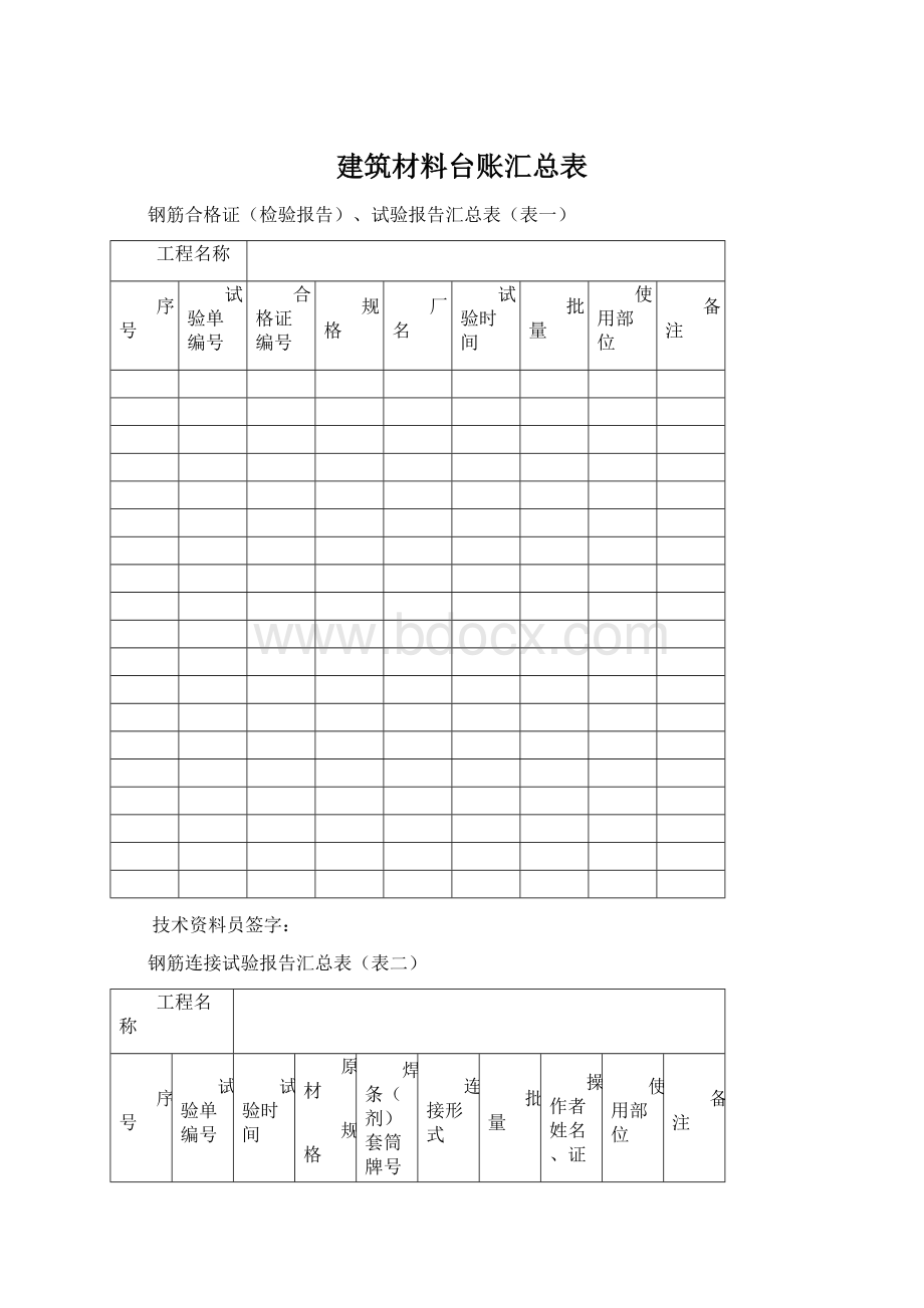 建筑材料台账汇总表.docx_第1页