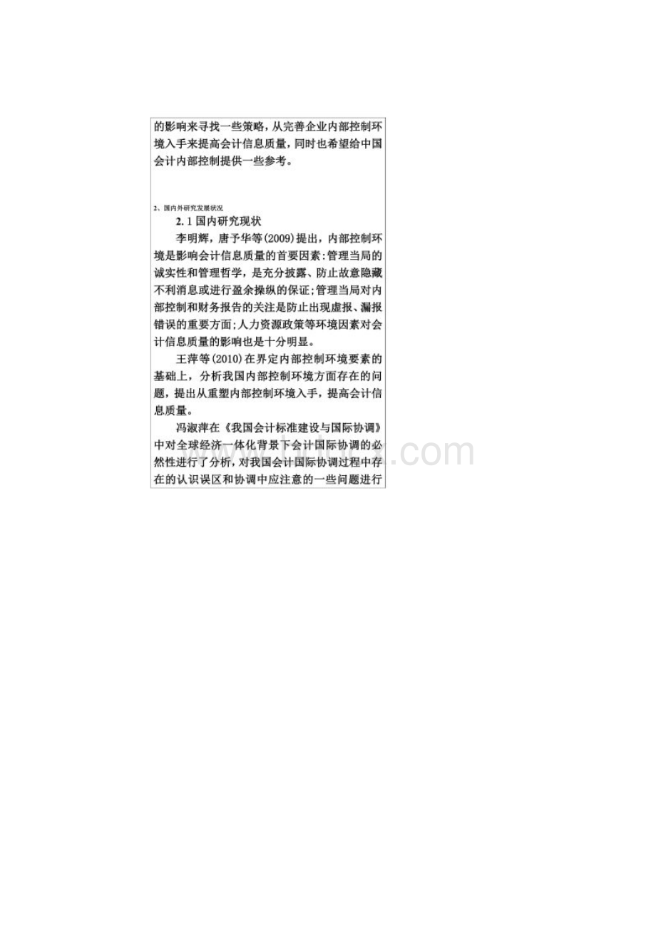 张露开题报告会计内部控制与会计信息质量11Word下载.docx_第2页