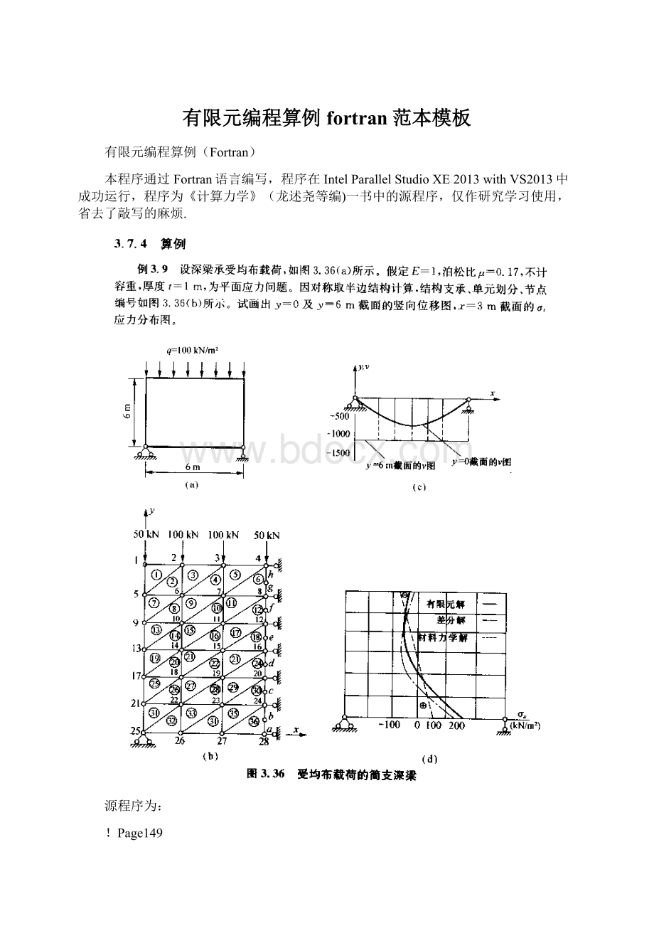 有限元编程算例fortran范本模板Word文档下载推荐.docx