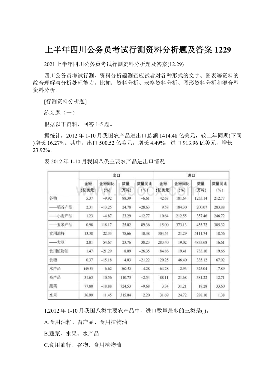 上半年四川公务员考试行测资料分析题及答案1229Word格式.docx_第1页