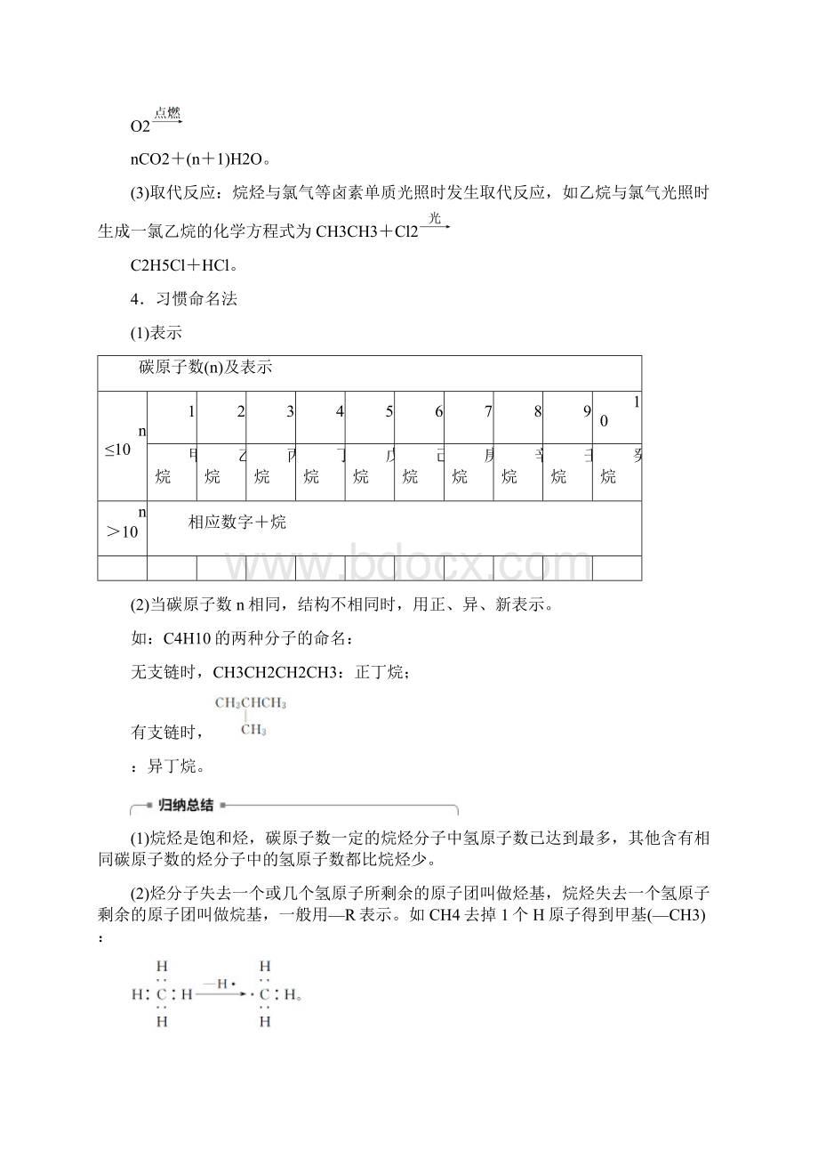 通用版高中化学第三章有机化合物第一节第2课时烷烃学案新人教版2Word文档下载推荐.docx_第2页