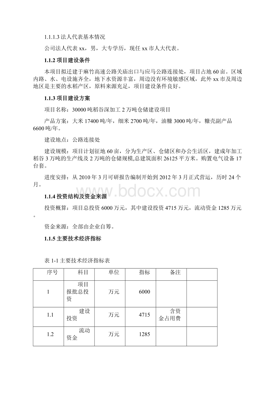 经典版30000吨稻谷深加工及2万吨仓储项目可行性研究报告Word文件下载.docx_第2页