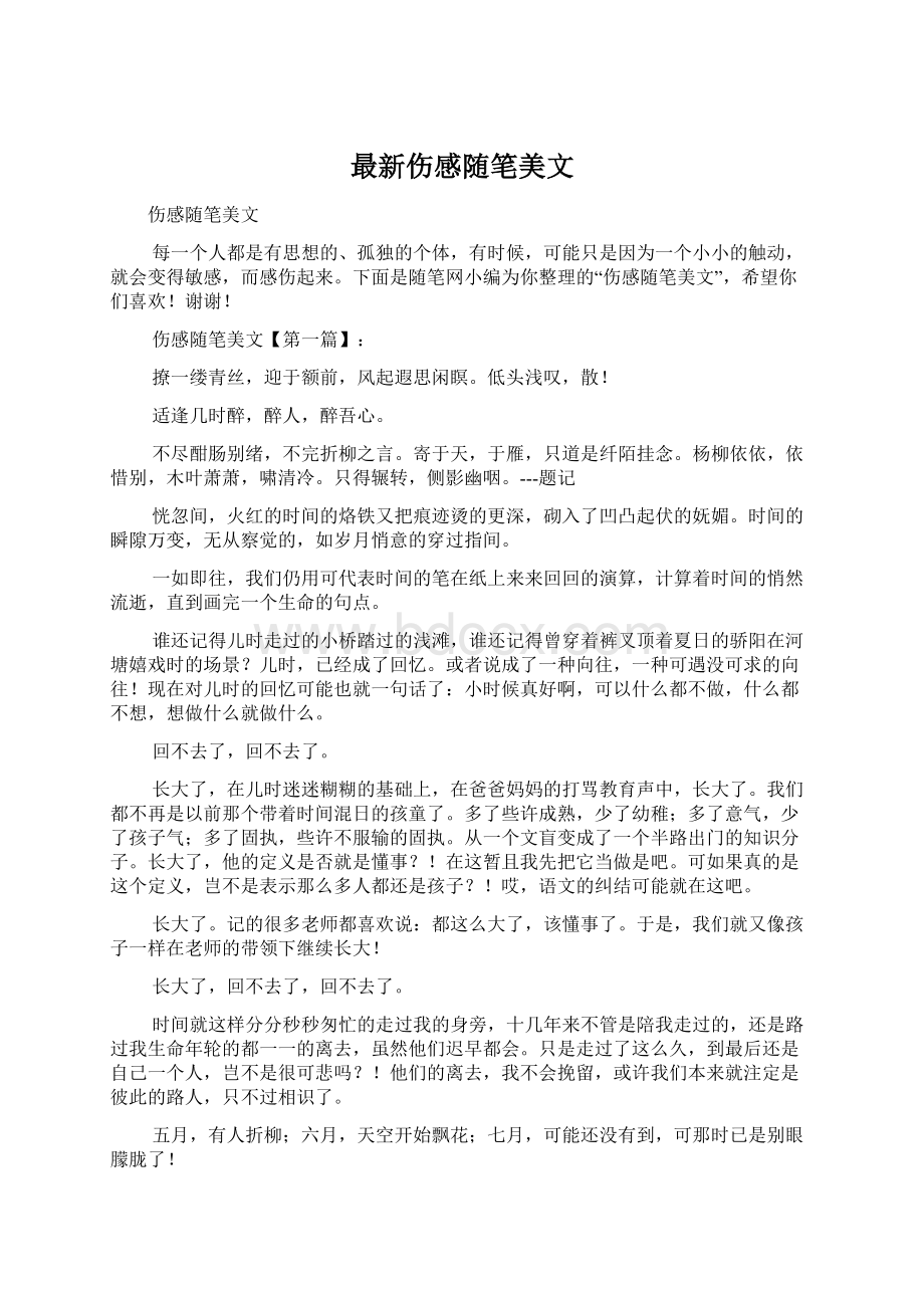 最新伤感随笔美文文档格式.docx_第1页