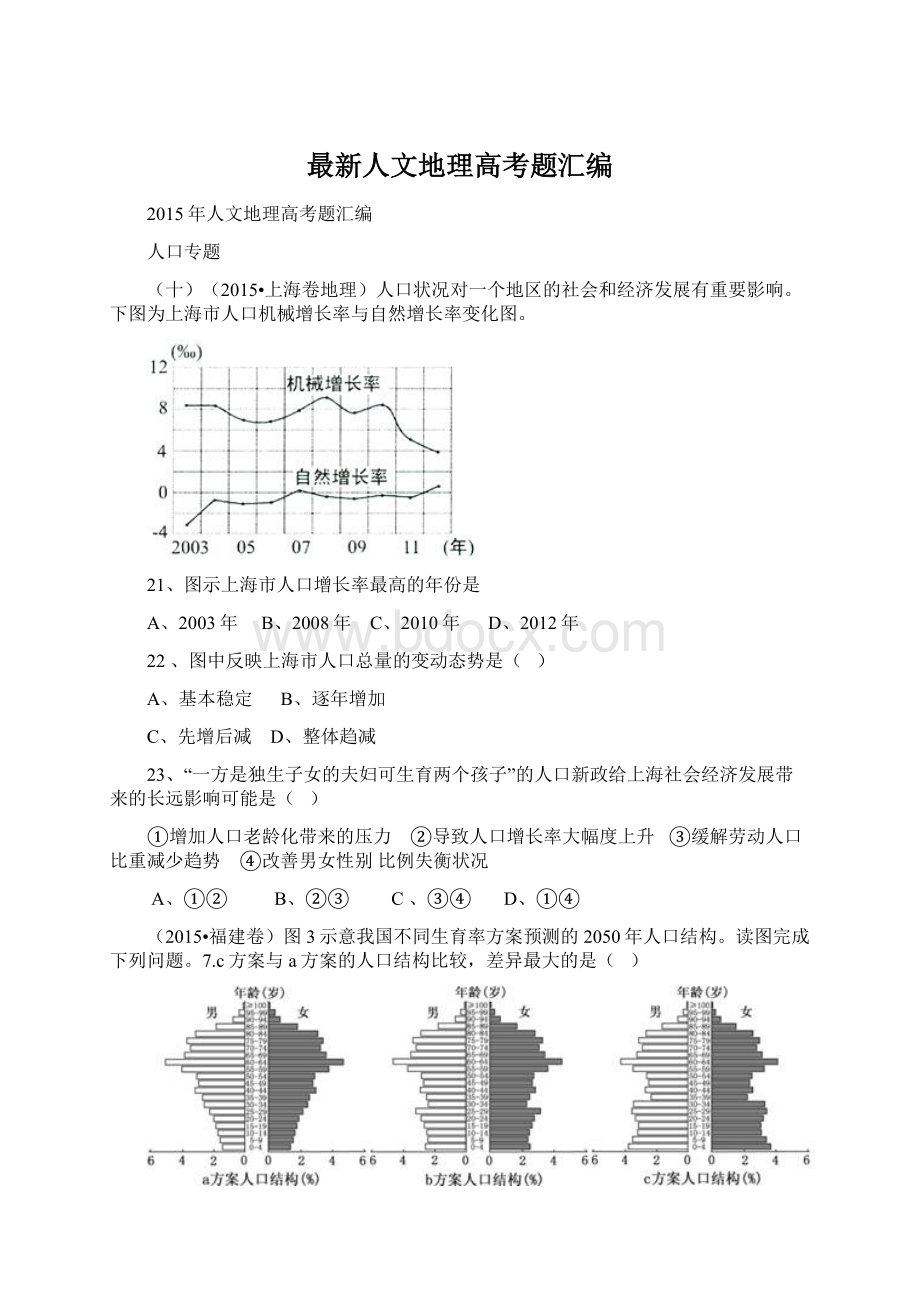 最新人文地理高考题汇编.docx_第1页