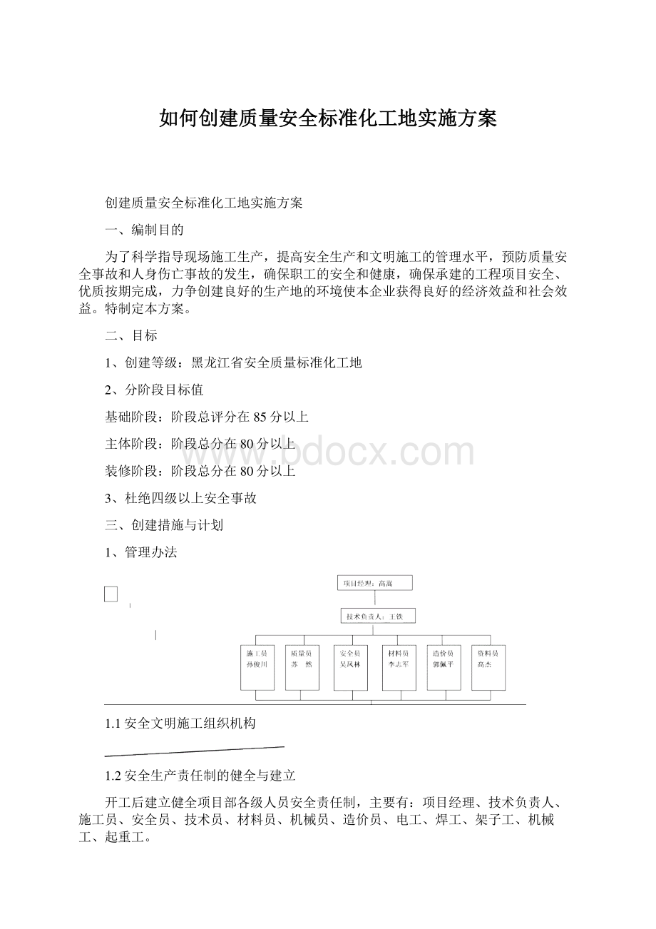 如何创建质量安全标准化工地实施方案.docx_第1页