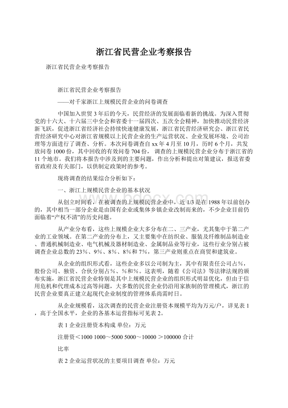 浙江省民营企业考察报告文档格式.docx_第1页