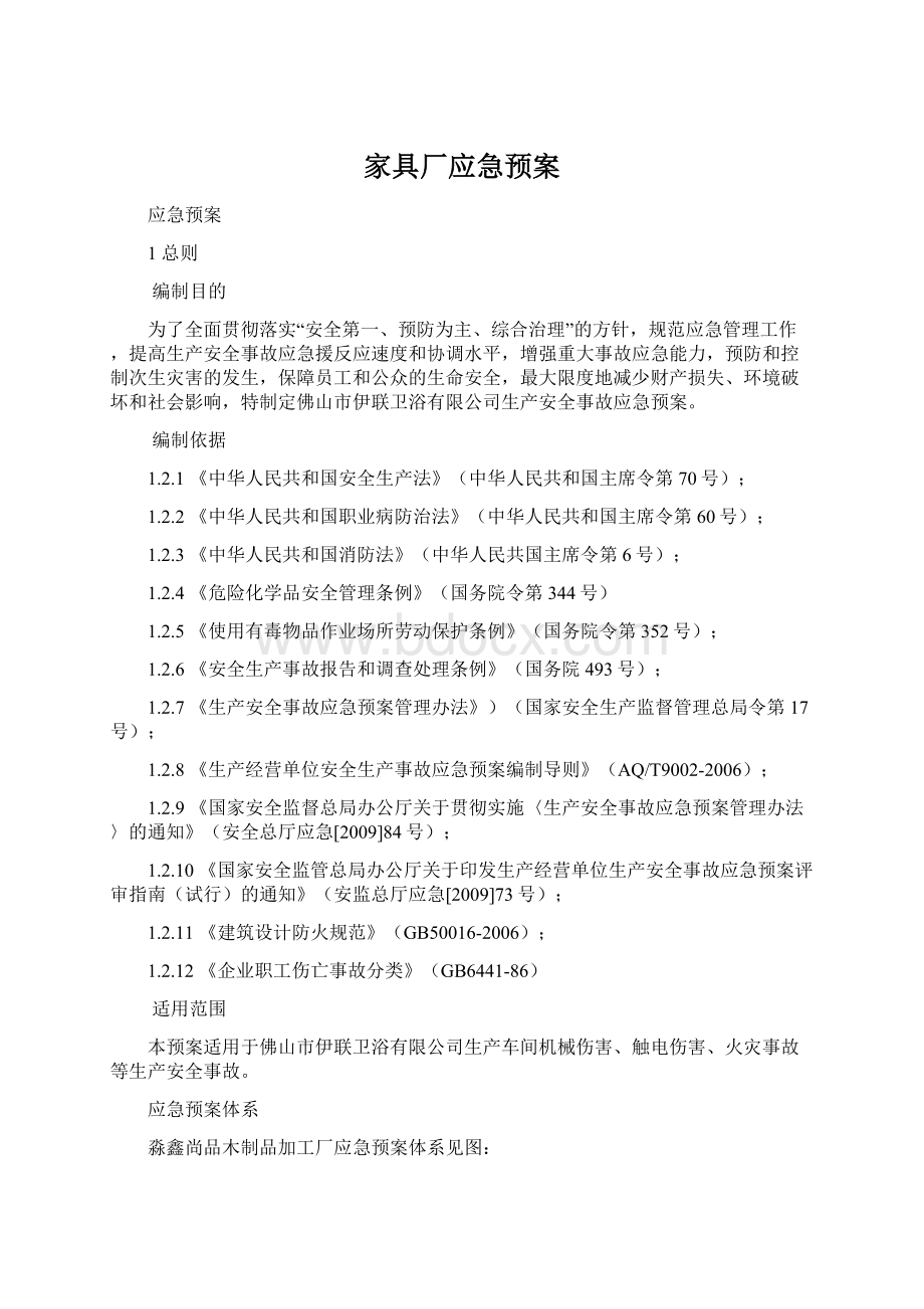 家具厂应急预案Word文档下载推荐.docx