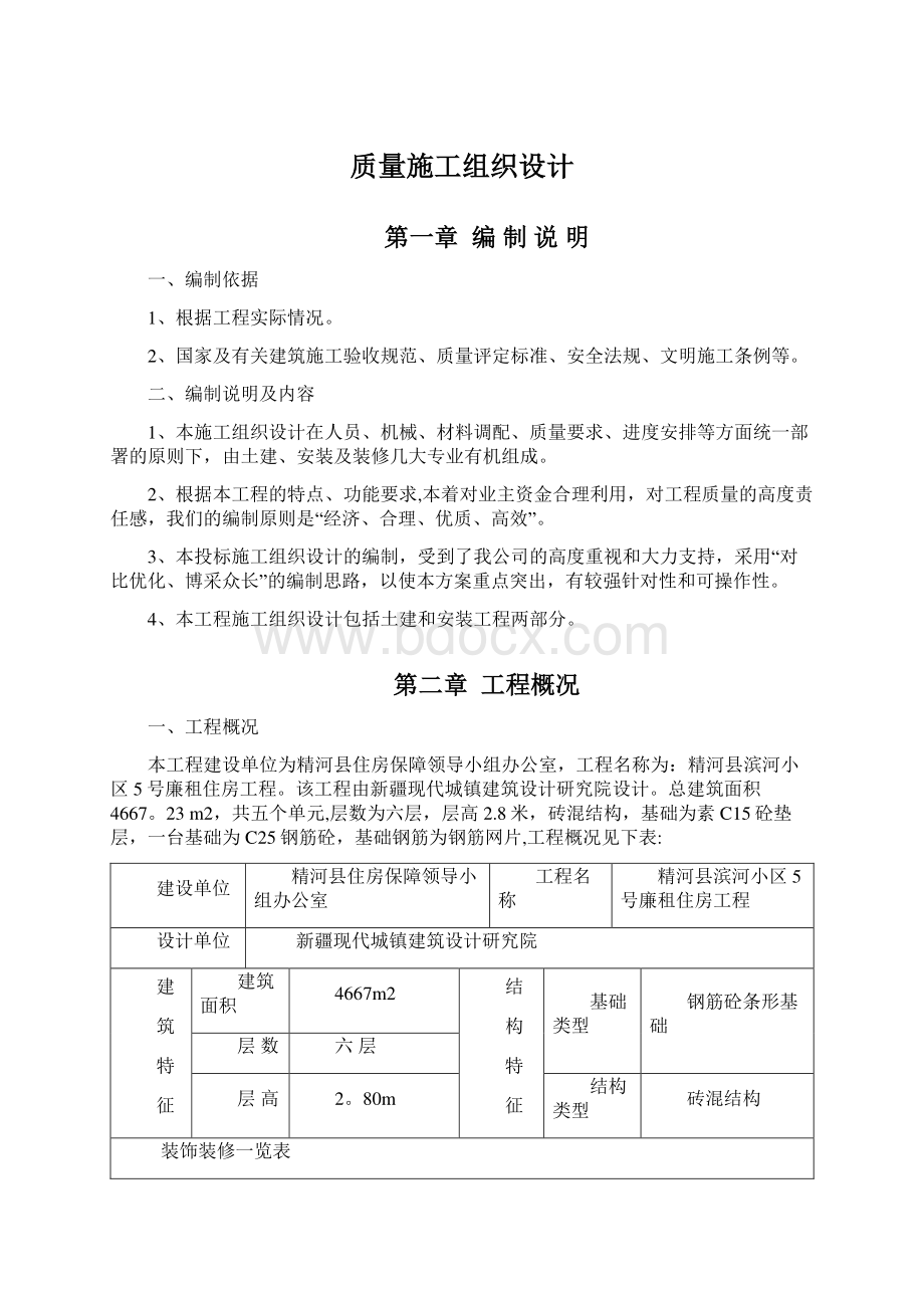 质量施工组织设计文档格式.docx