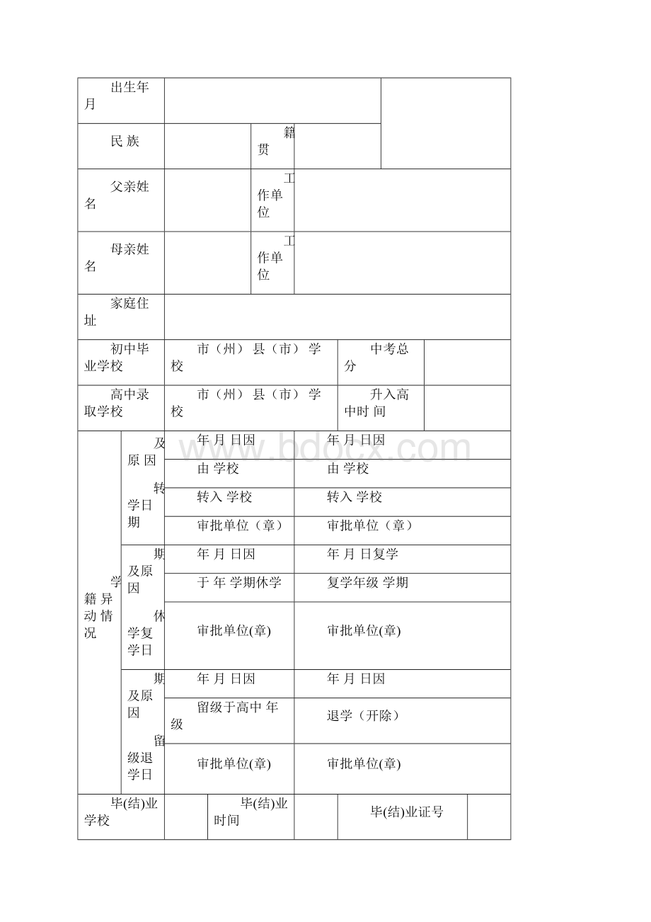 湖北省普通高级中学学生档案.docx_第2页