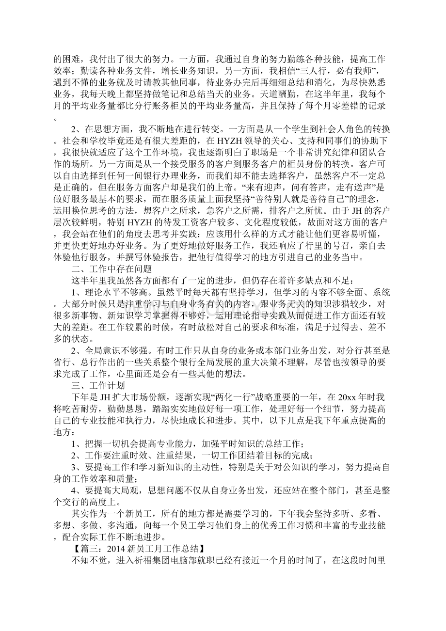 新员工月工作总结文档格式.docx_第2页