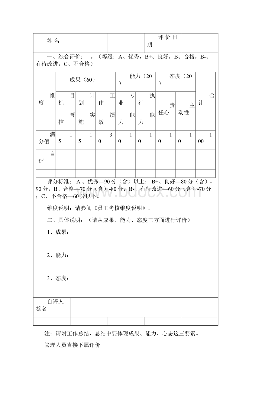 新员工转正考评表Word格式.docx_第3页