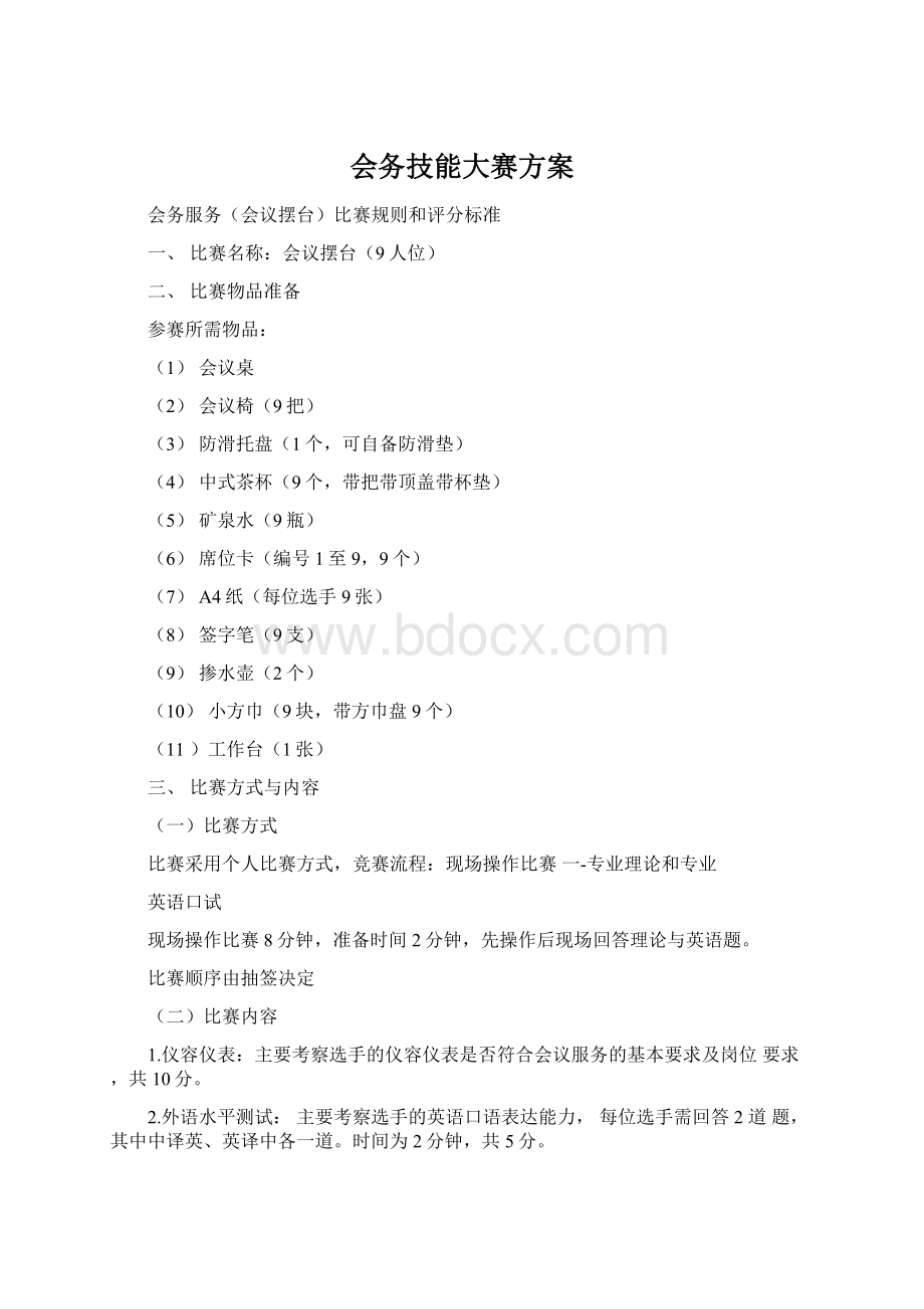 会务技能大赛方案Word文档格式.docx