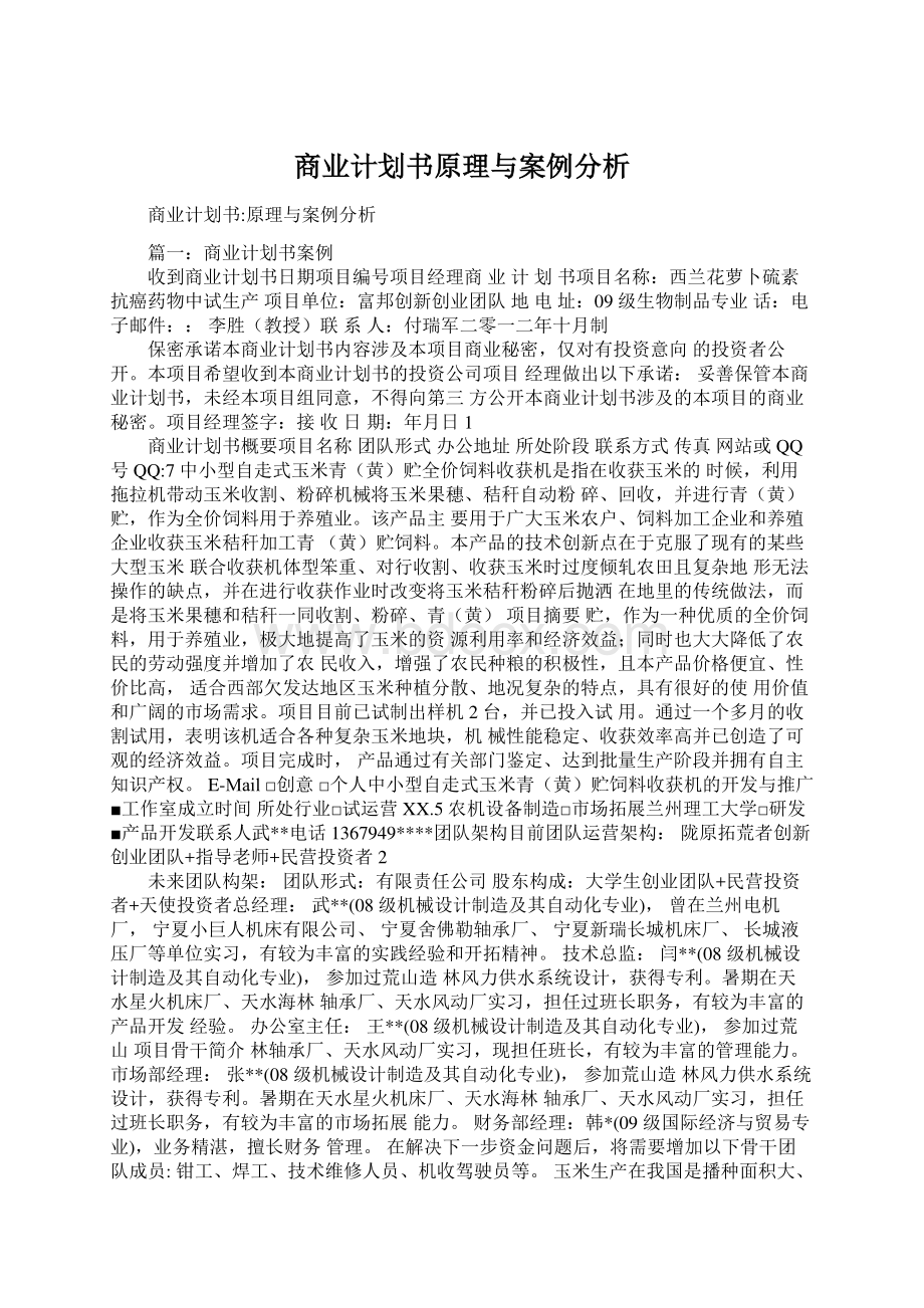 商业计划书原理与案例分析.docx_第1页