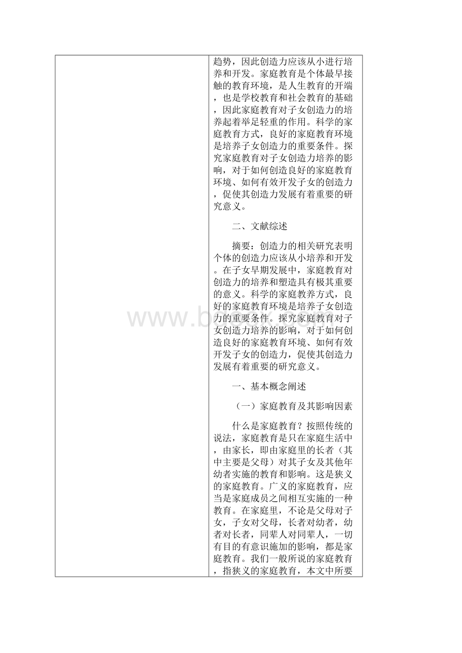 家庭教育对创造力培养的影响研究开题报告文档格式.docx_第2页